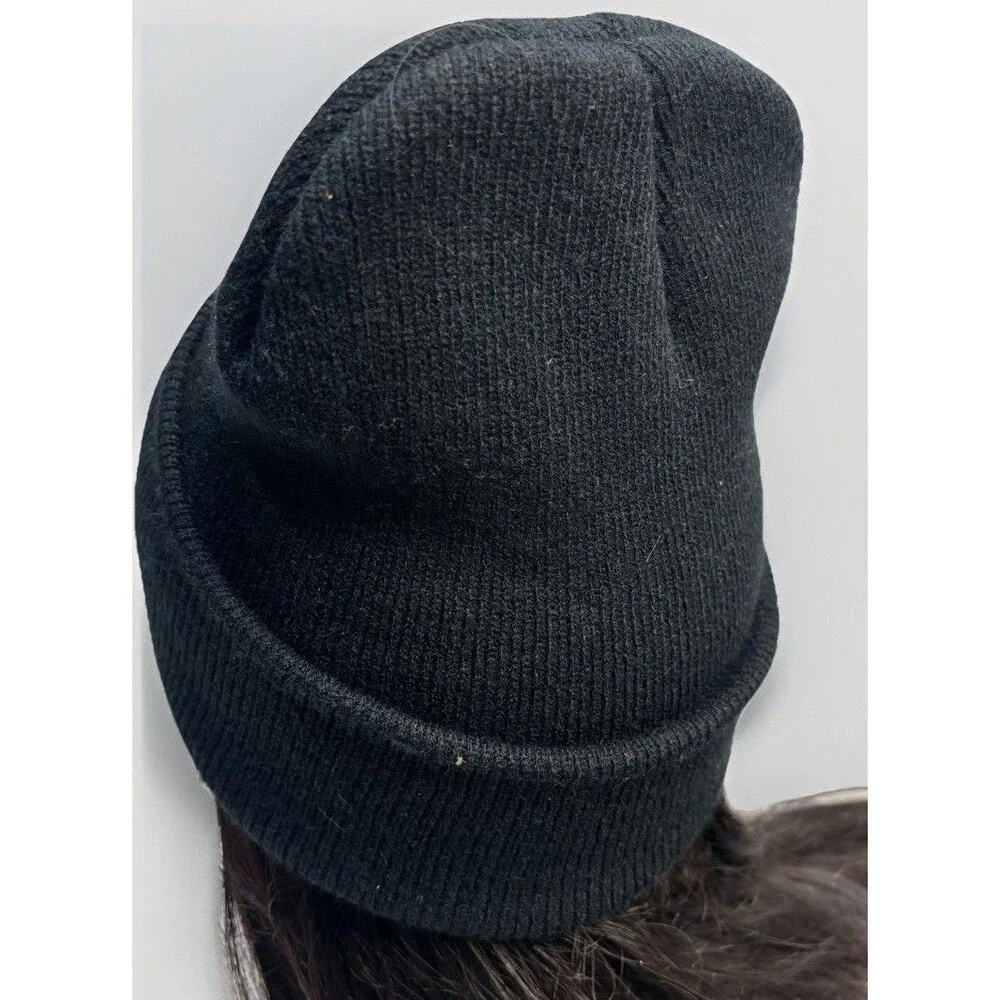 Smokey Bear Black Knit Beanie Hat Cuffed Winter Cap Forest Service Logo